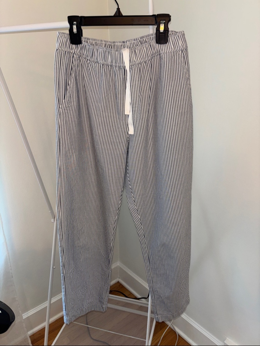 Uniqlo Drawstring Pants XS Blue/White Stripe Cotton